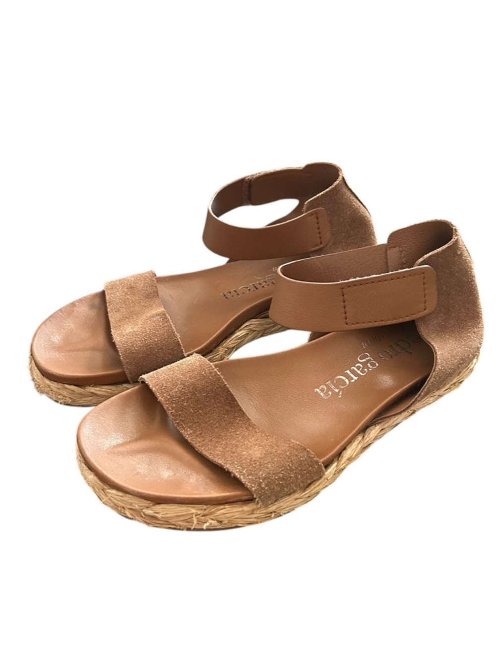 PEDRO GARCIA 40.5 JAIDA SANDAL suede leather w raffia cork sole trim comfort - Picture 3 of 12